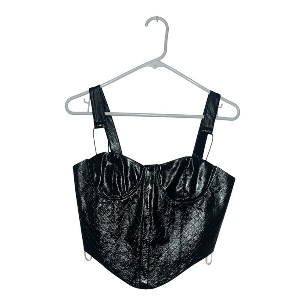 Black Faux Leather Corset Top
